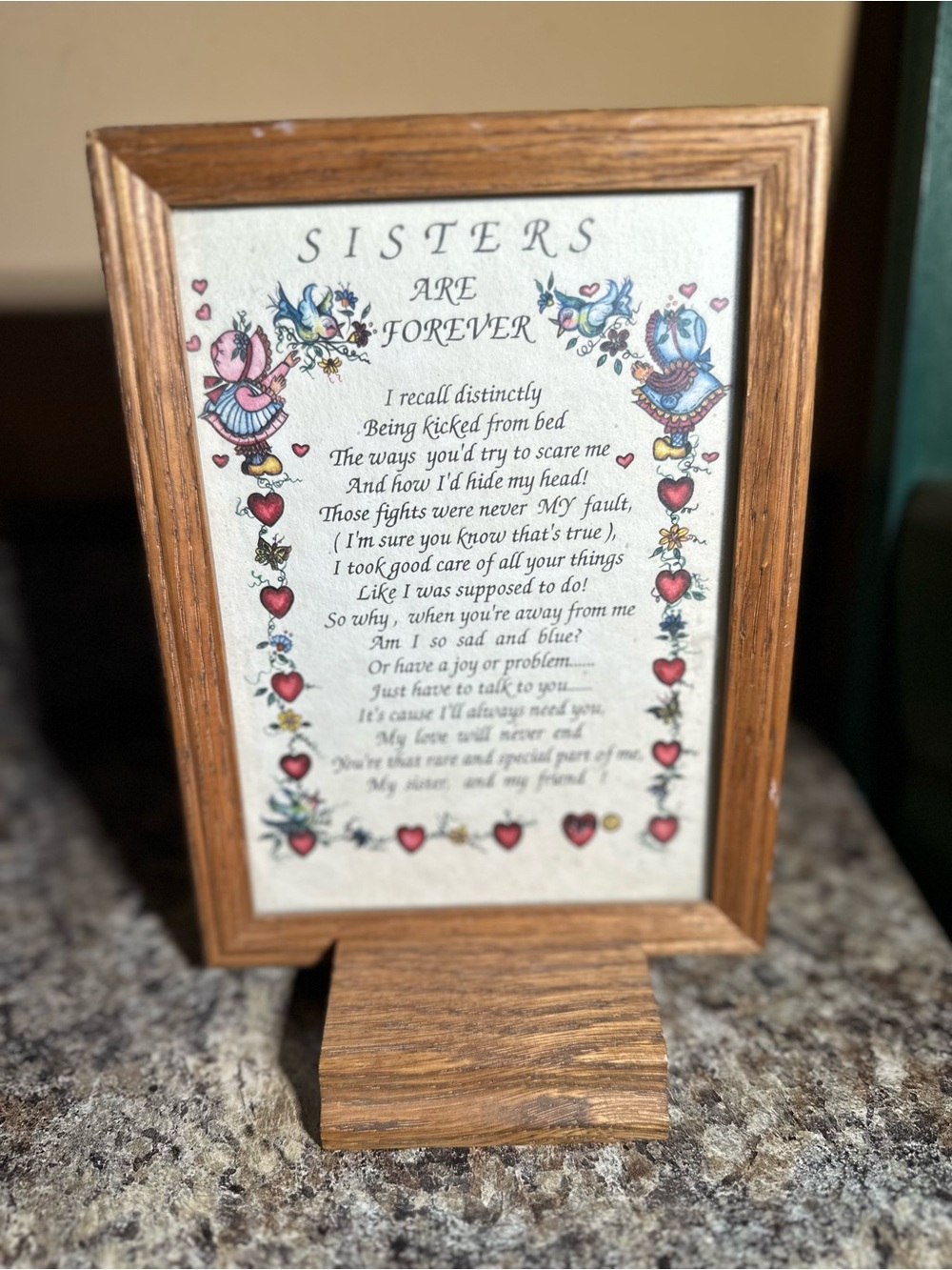 Sisters Are Forever Framed Poem – Brown Wood Home Accent